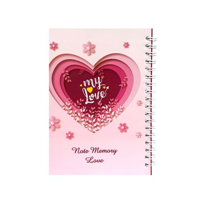 دفتر خاطرات سنجاقک طرح گل و قلب کد F01